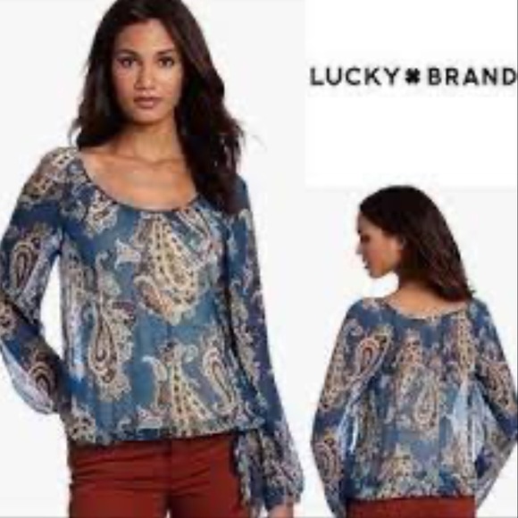 Lucky Brand Sheer Paisley Blouse - Picture 2 of 12